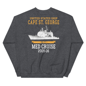 USS Cape St. George (CG-71) 2005-06 MED Unisex Sweatshirt