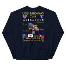 Load image into Gallery viewer, USS Midway (CV-41) 1979-80 Cruise Sweatshirt with Persian Gulf Yacht Club