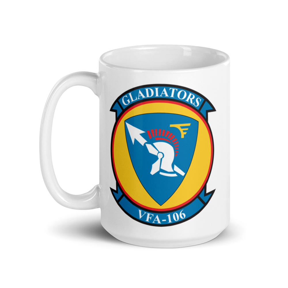 VFA-106 Gladiators Squadron Crest White glossy mug