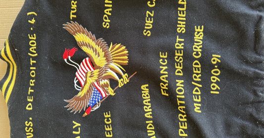 USS Detroit AOE-4 embroidered Navy cruise jacket back panel