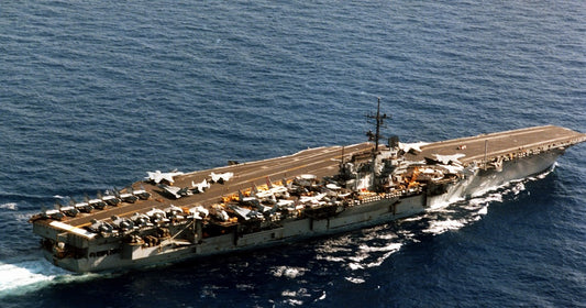 USS Saratoga CV-60 underway starboard view 1985