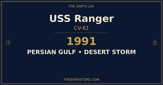 USS Ranger CV-61 underway in the Persian Gulf during Operation Desert Storm, 1991
