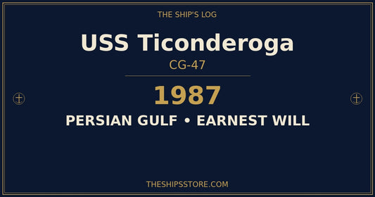 USS Ticonderoga CG-47 underway — the first Aegis cruiser, Operation Earnest Will 1987