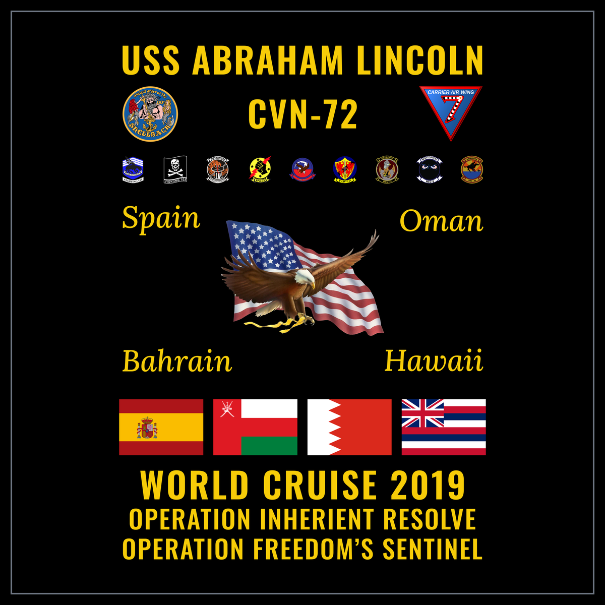 USS Abraham Lincoln CVN-72 2019-20 cruise design