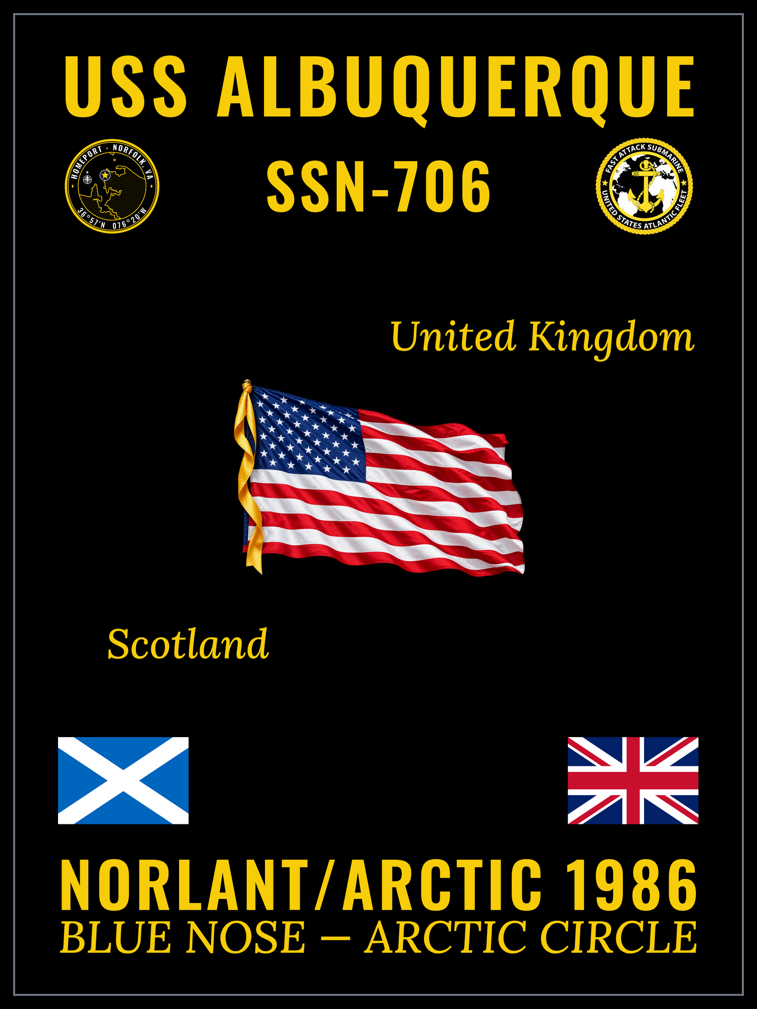 USS Albuquerque SSN-706 1986 cruise design