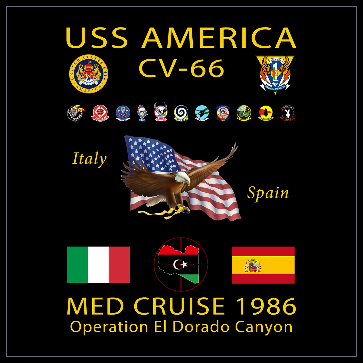 USS America CV-66 1986 cruise design