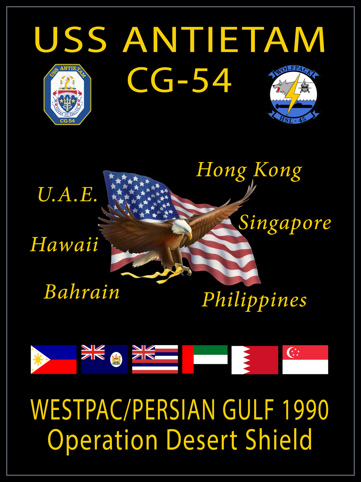 USS Antietam CG-54 1990 cruise design
