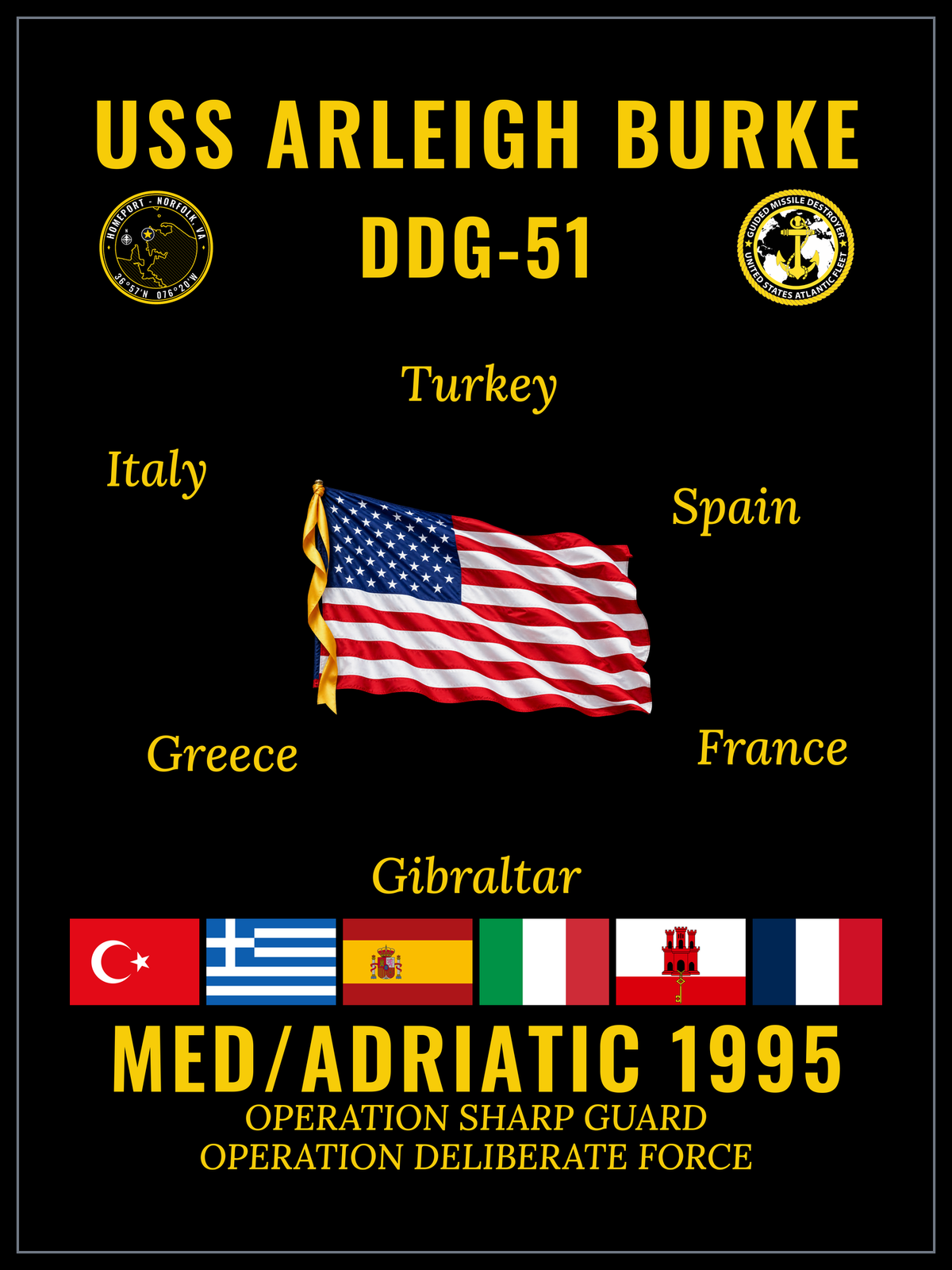 USS Arleigh Burke (DDG-51) 1995 Med/Adriatic cruise design