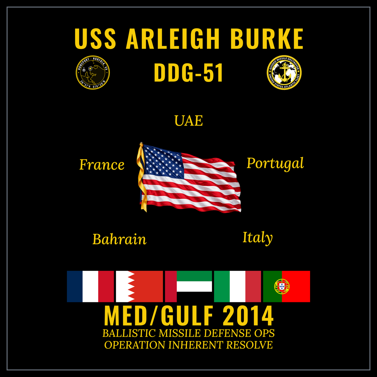 USS Arleigh Burke (DDG-51) 2014 Med/Gulf cruise design