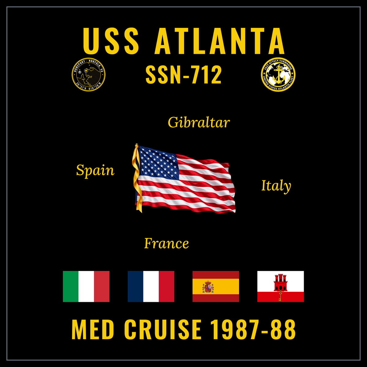 USS Atlanta SSN-712 1987-88 cruise design