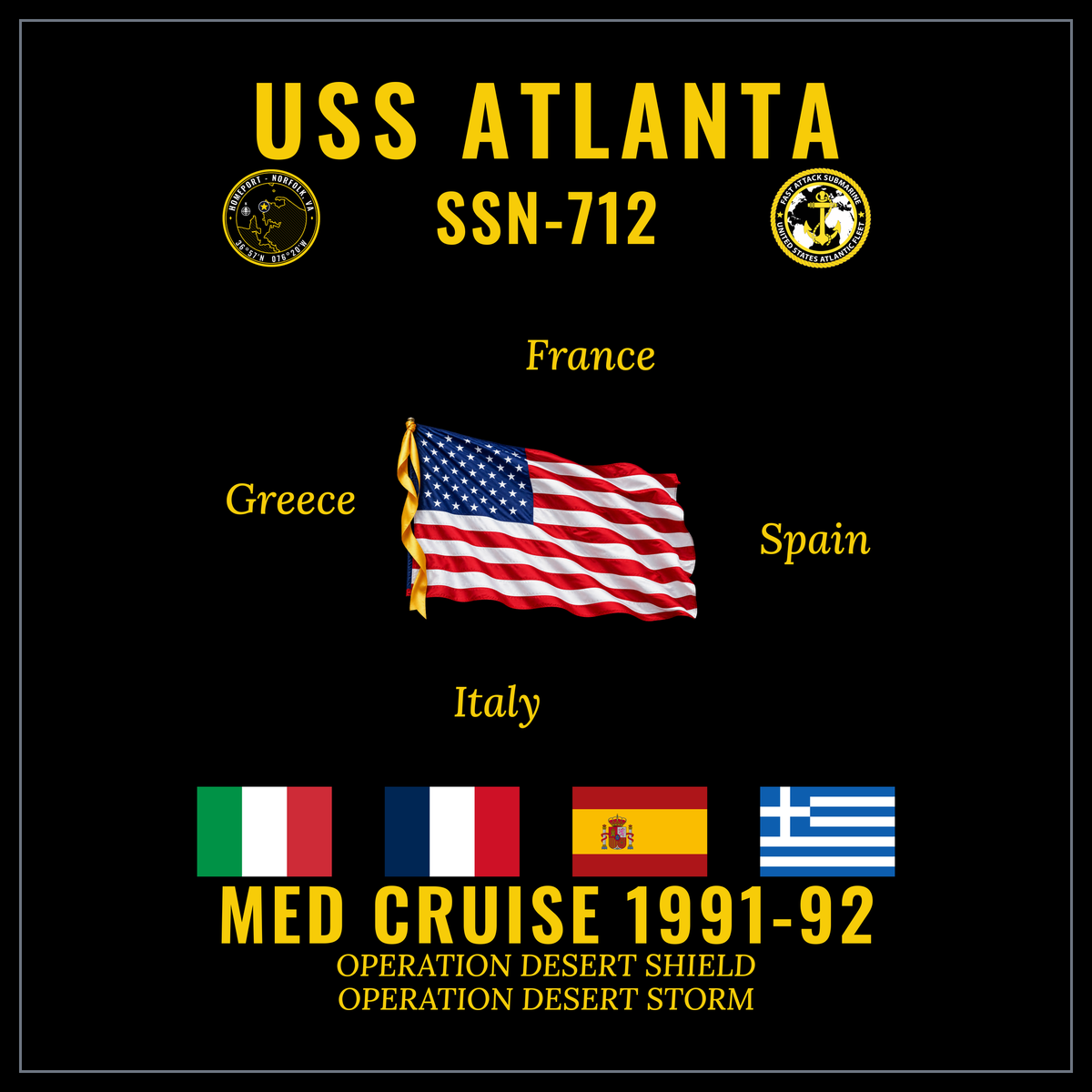 USS Atlanta SSN-712 1991-92 cruise design