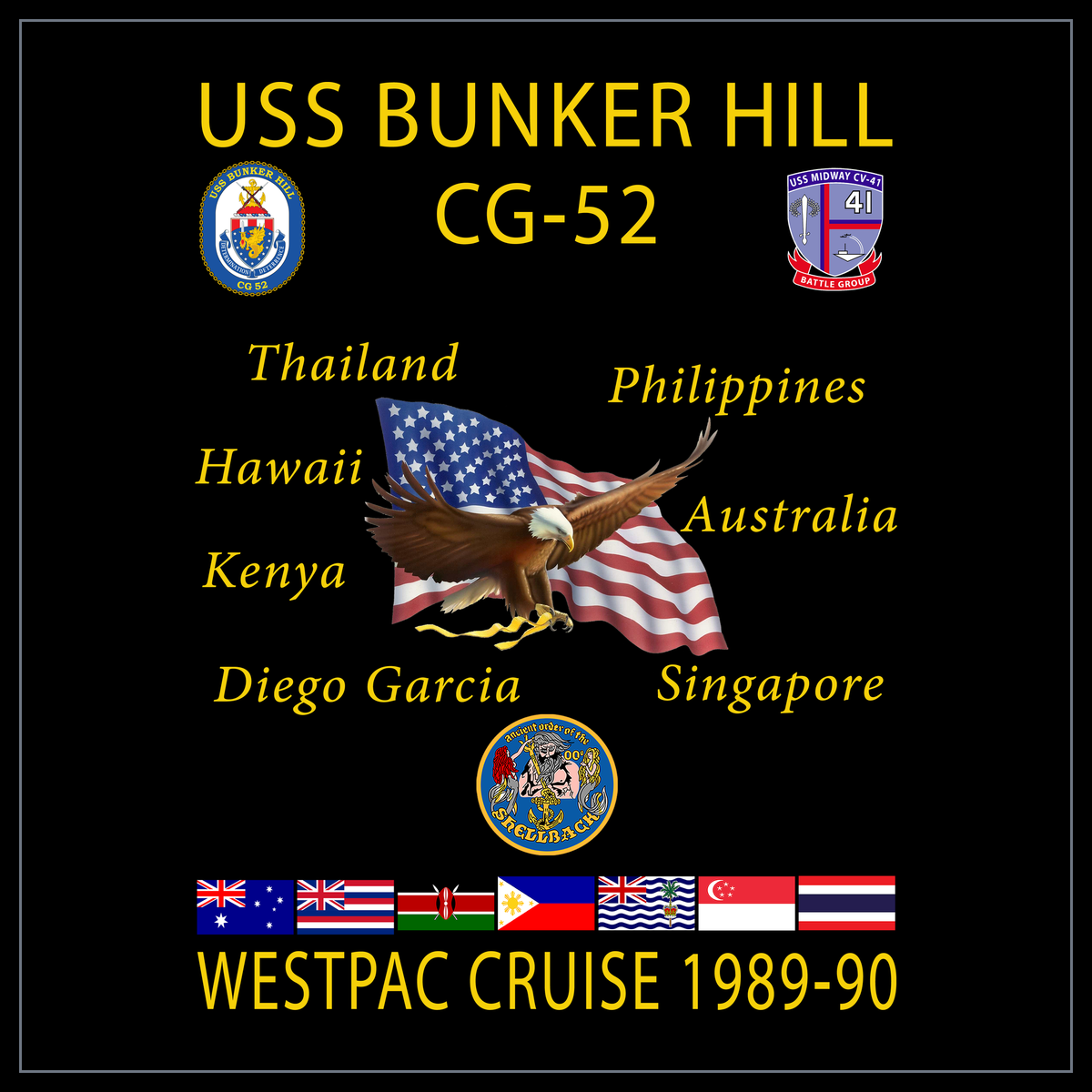 USS Bunker Hill CG-52 1989-90 cruise design