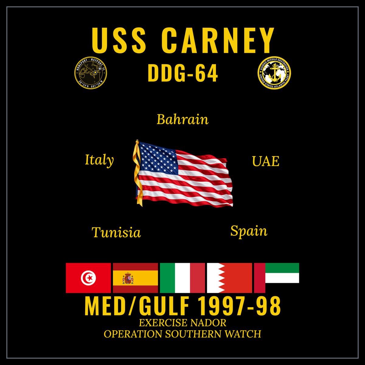 USS Carney (DDG-64) 1997-98 Med/Gulf cruise design