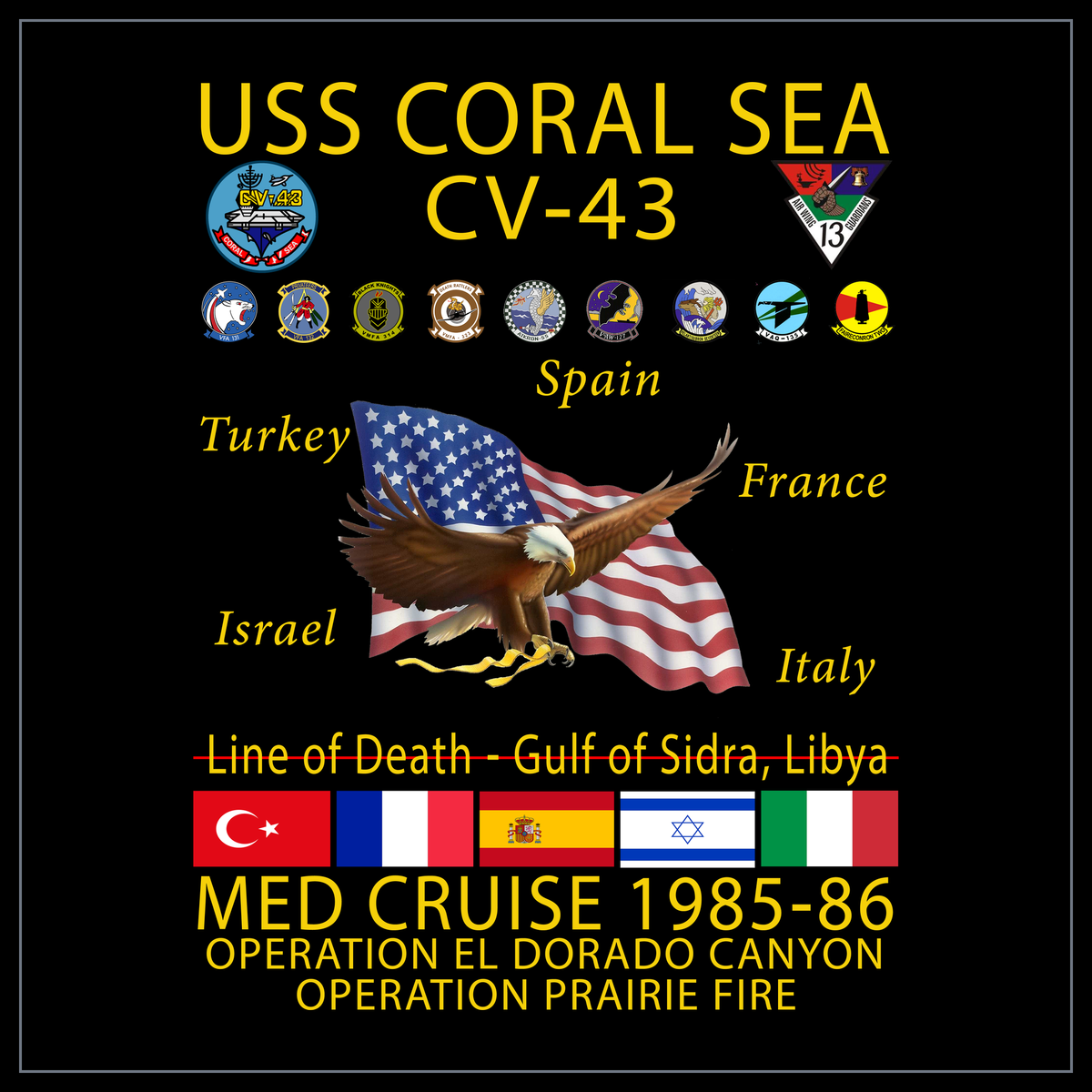 USS Coral Sea CVA/CV-43 1985-86 cruise design
