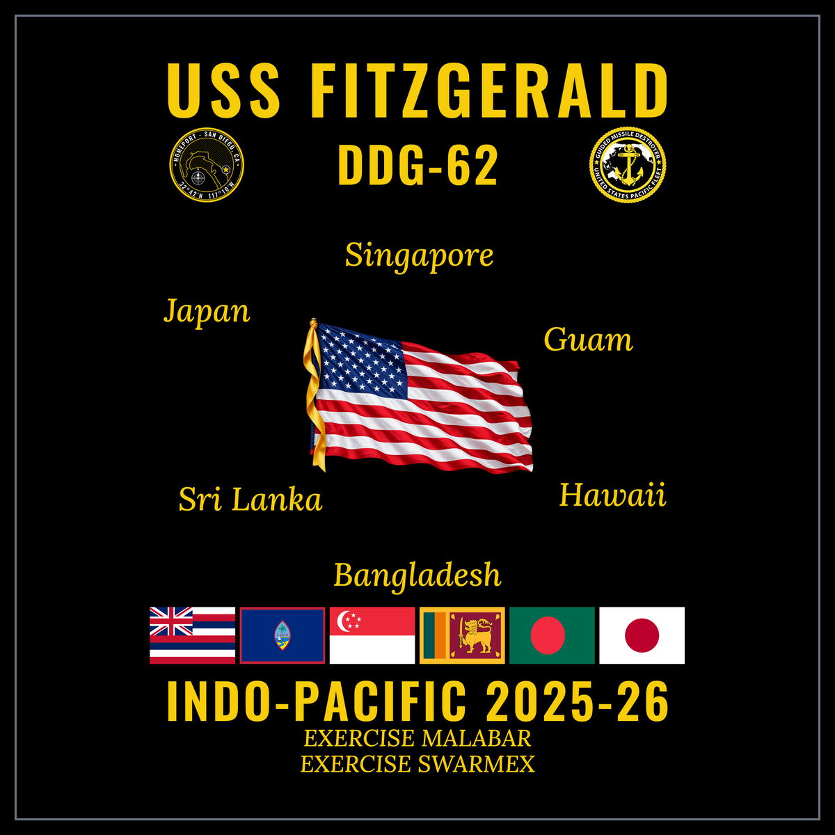 USS Fitzgerald (DDG-62) 2025-26 Indo-pacific cruise design