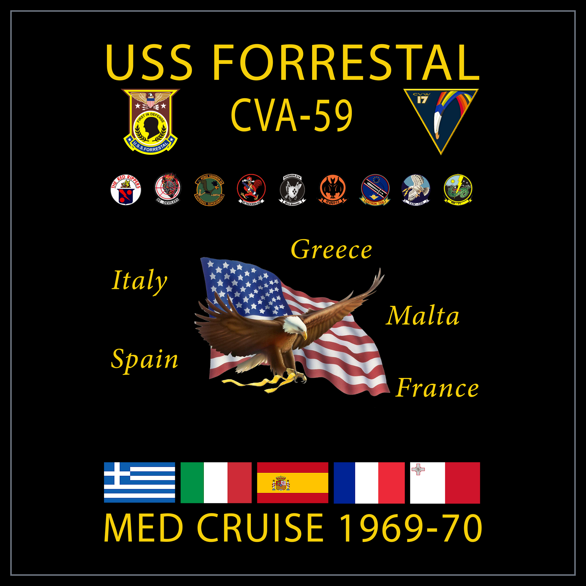 USS Forrestal CVA/CV-59 1969-70 cruise design