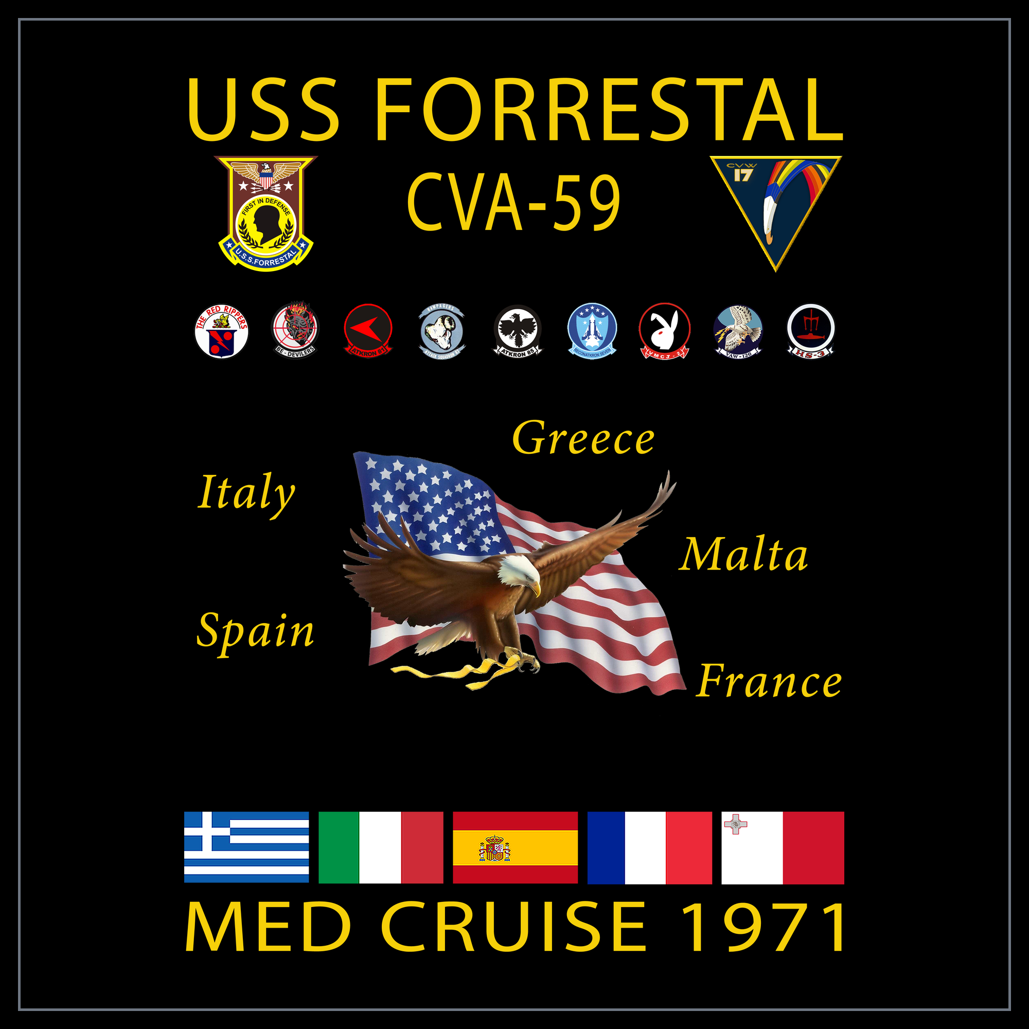 USS Forrestal CVA/CV-59 1971 cruise design