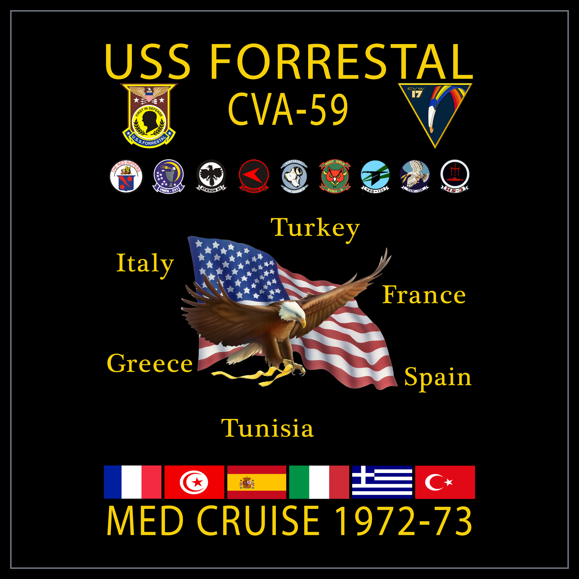 USS Forrestal CVA/CV-59 1972-73 cruise design