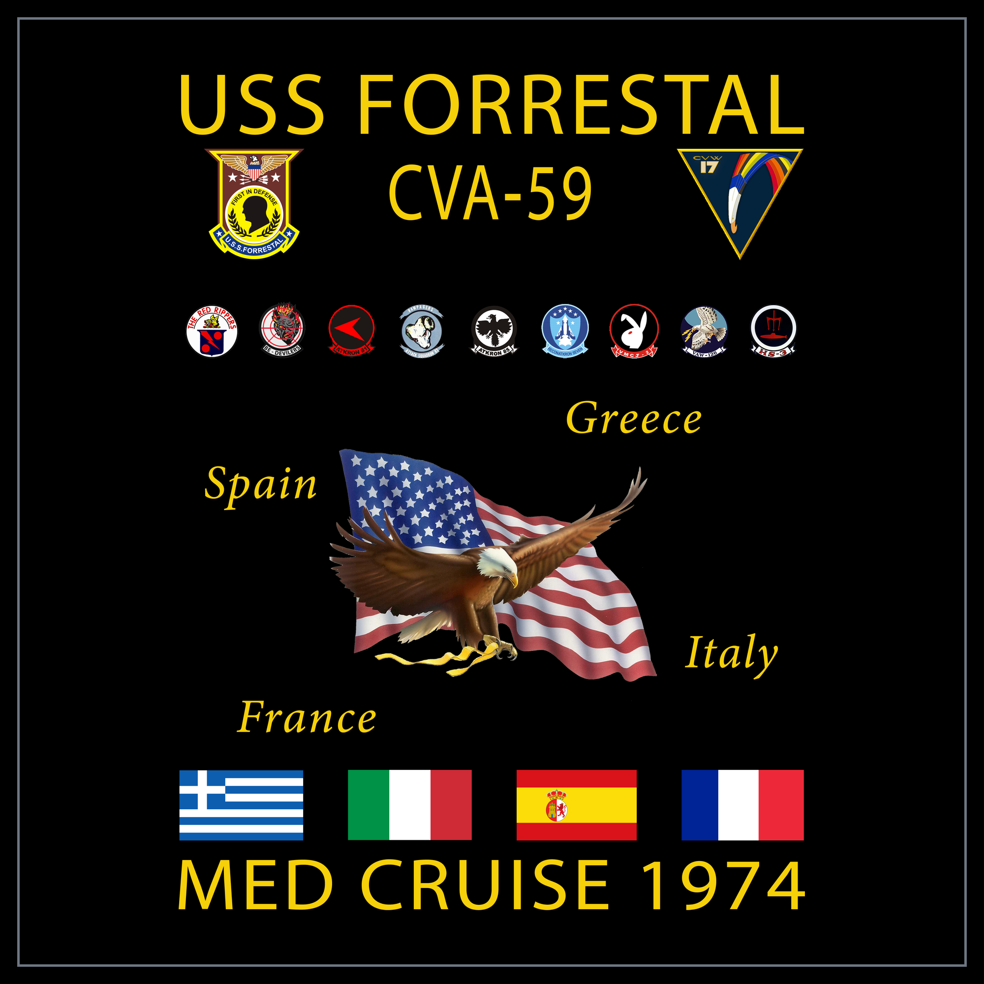USS Forrestal CVA/CV-59 1974 cruise design