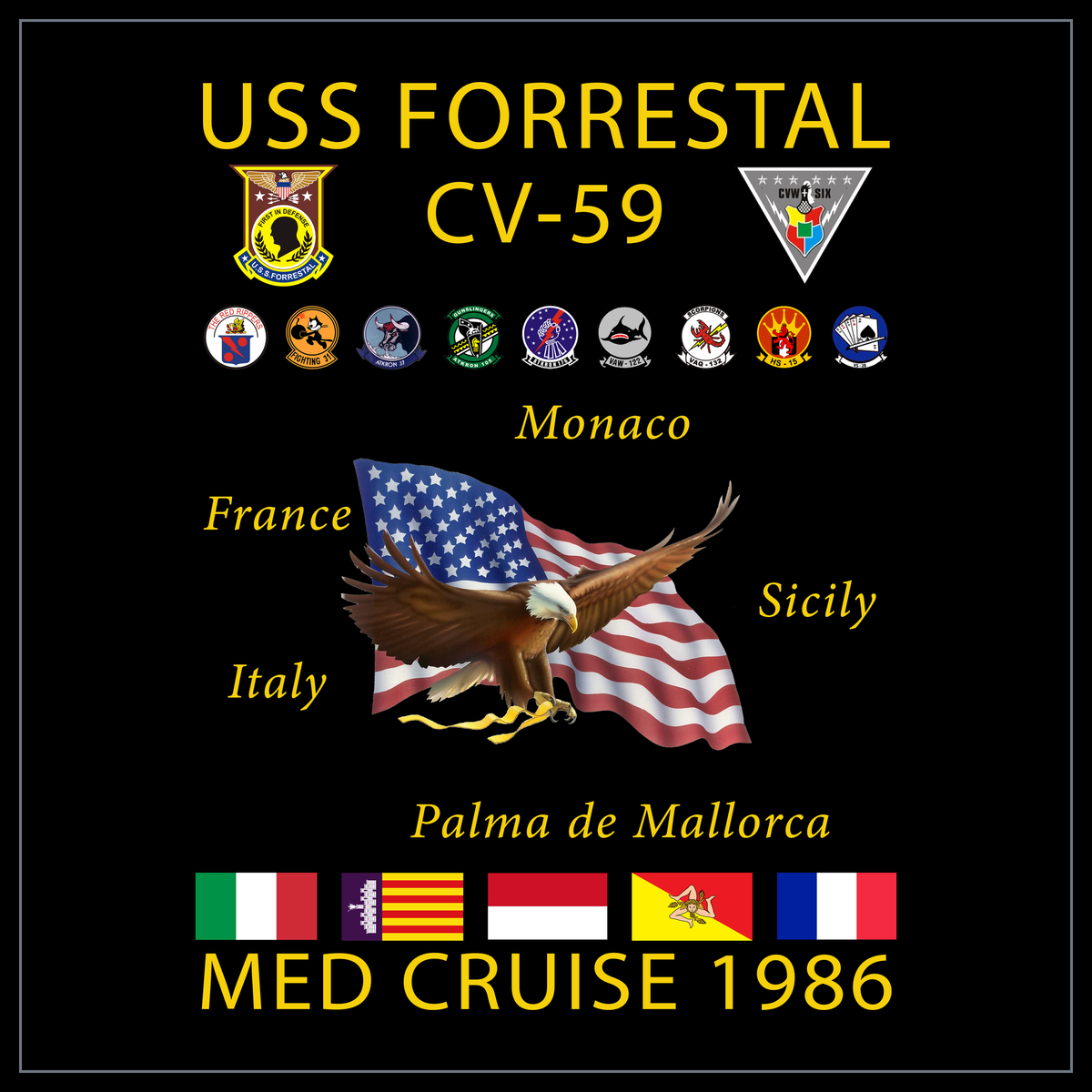 USS Forrestal CVA/CV-59 1986 cruise design