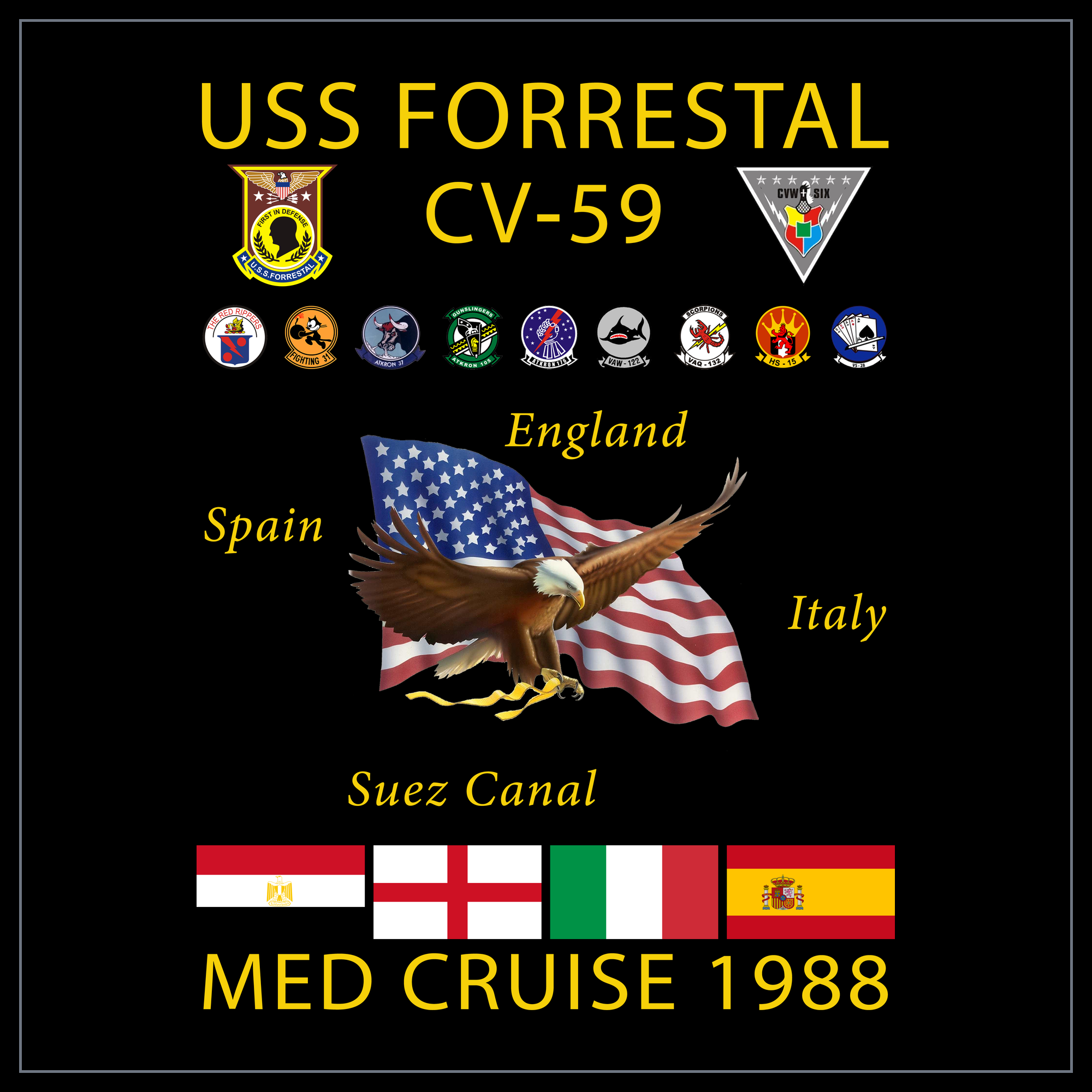 USS Forrestal CVA/CV-59 1988 cruise design