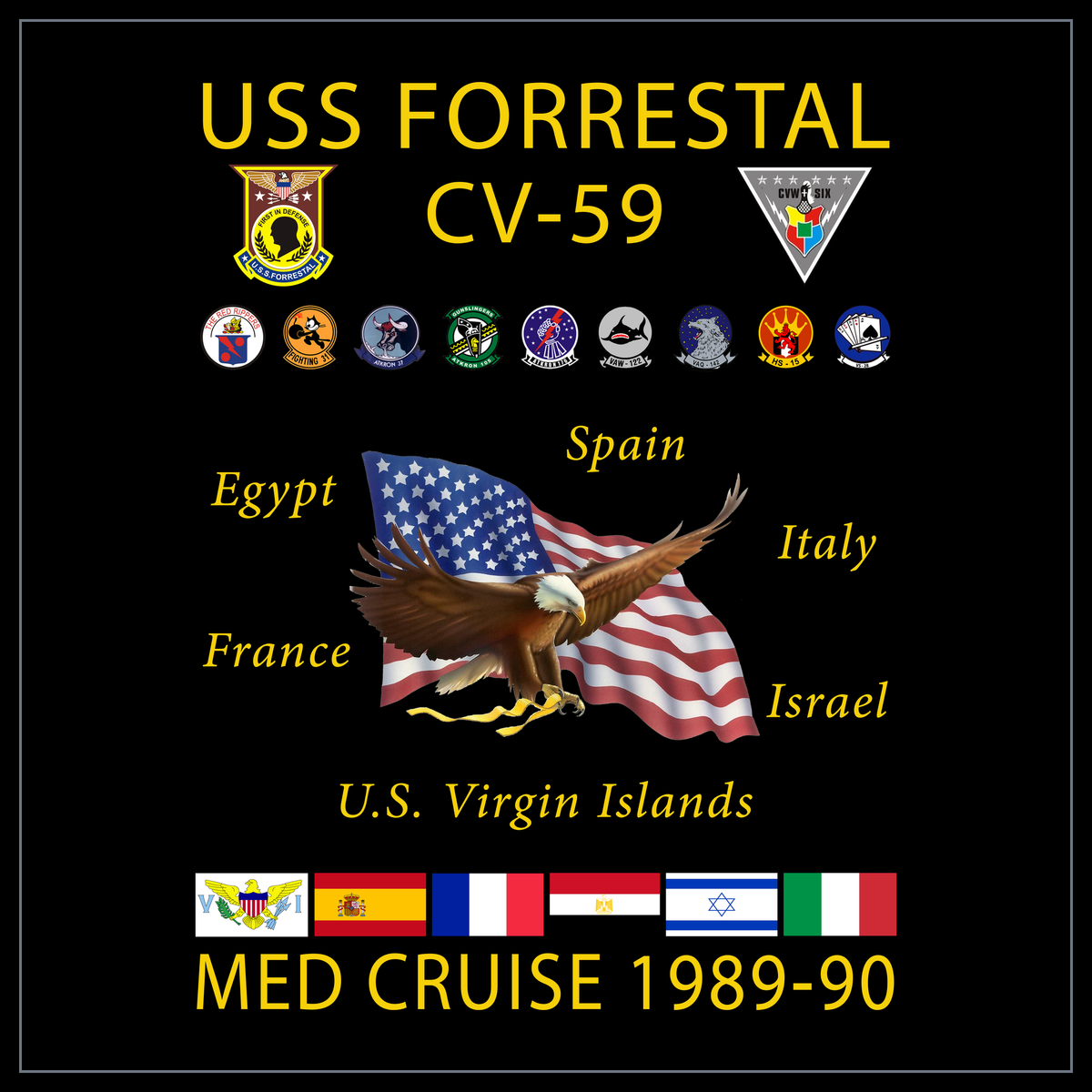 USS Forrestal CVA/CV-59 1989-90 cruise design