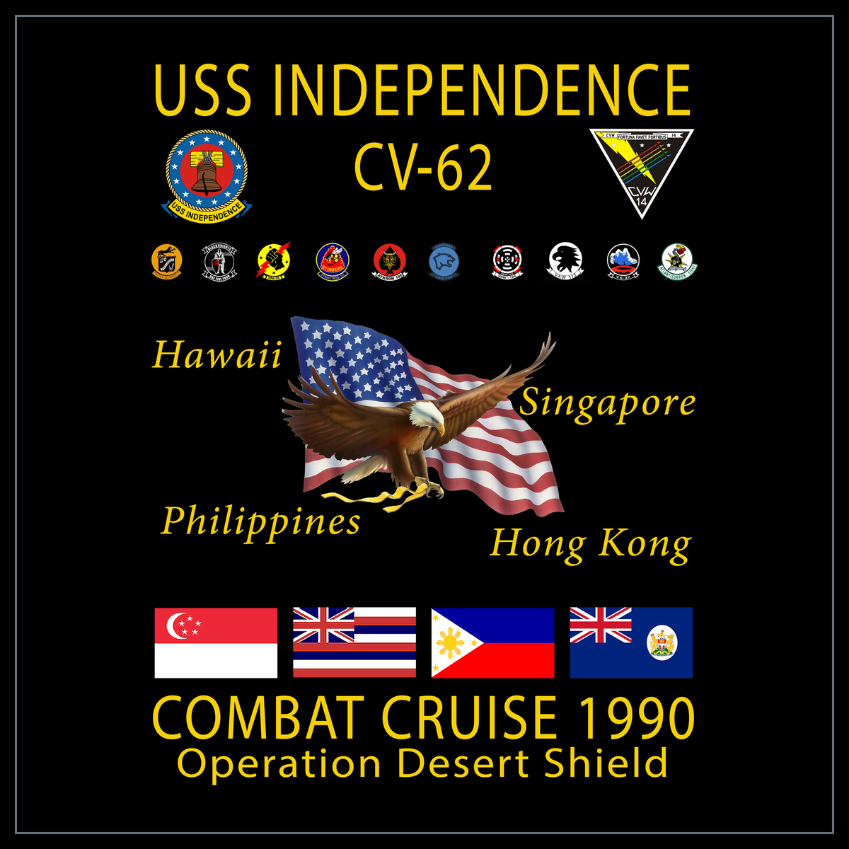 USS Independence CV-62 1990 cruise design