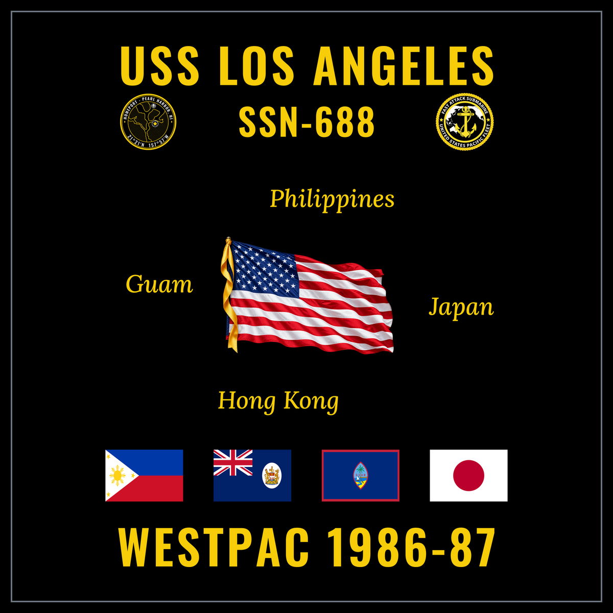 USS Los Angeles SSN-688 1986-87 cruise design