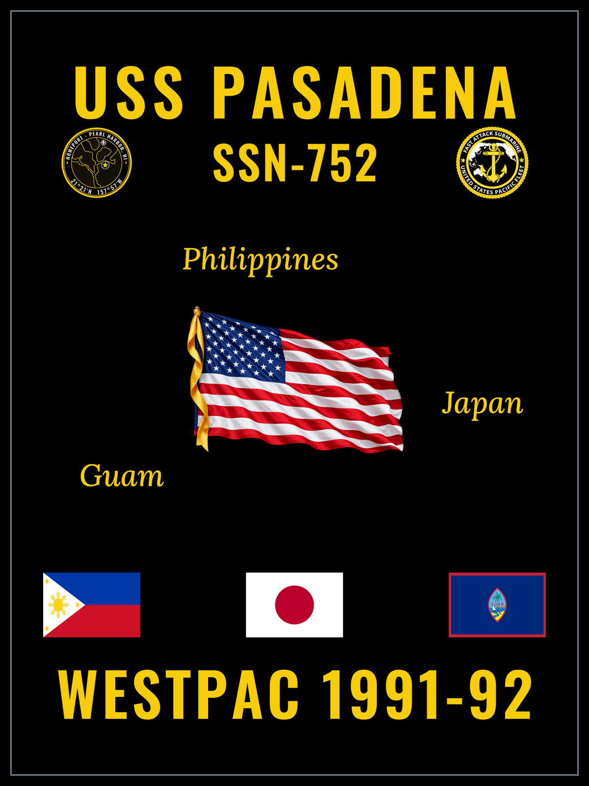 USS Pasadena (SSN-752) 1991-92 cruise design