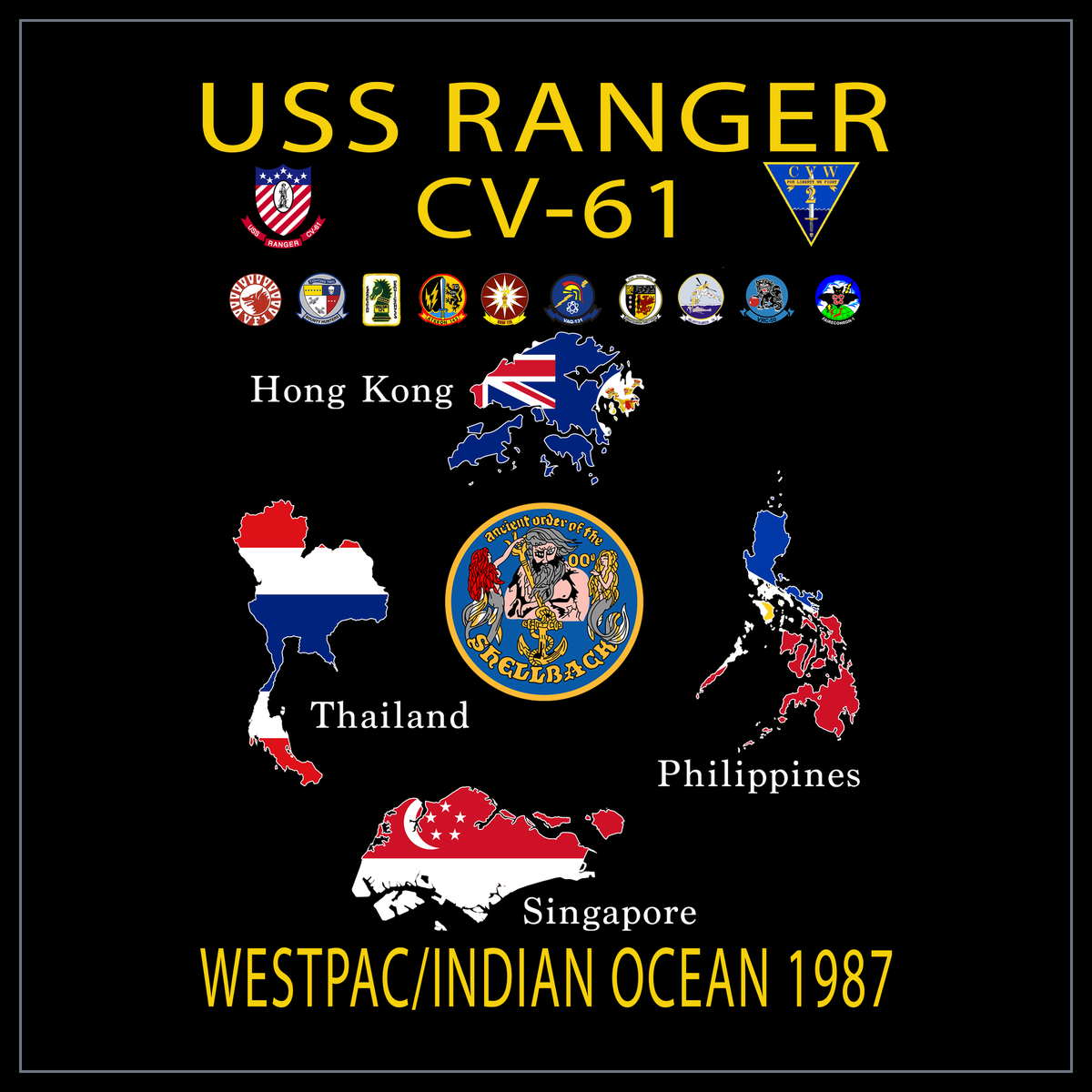 USS Ranger CV-61 1987 cruise design