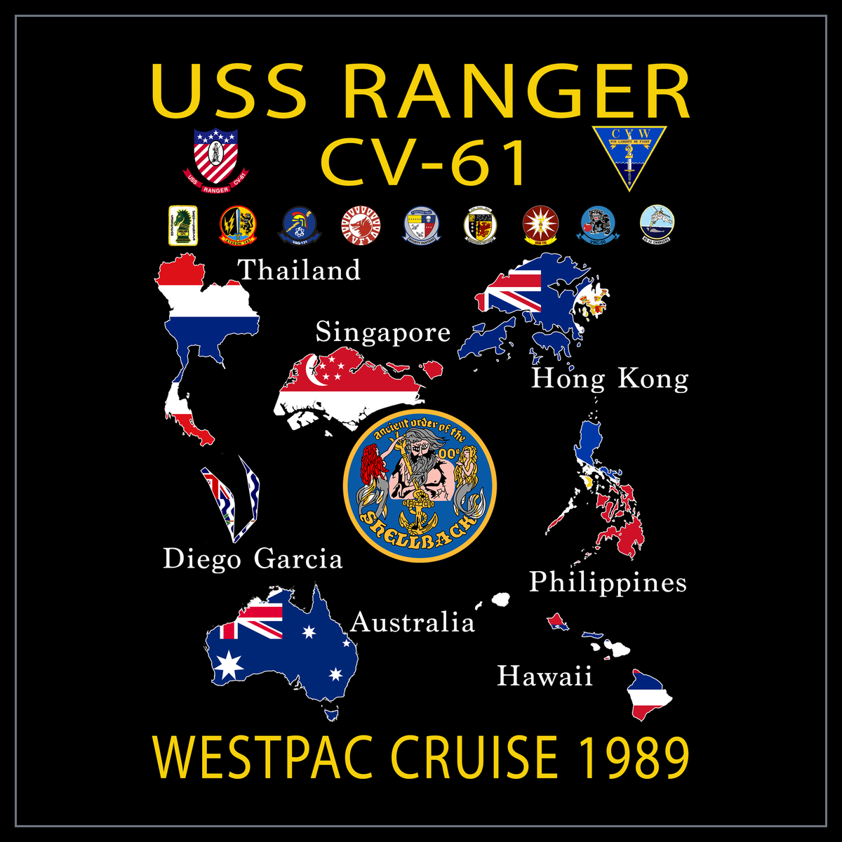 USS Ranger CV-61 1989 cruise design