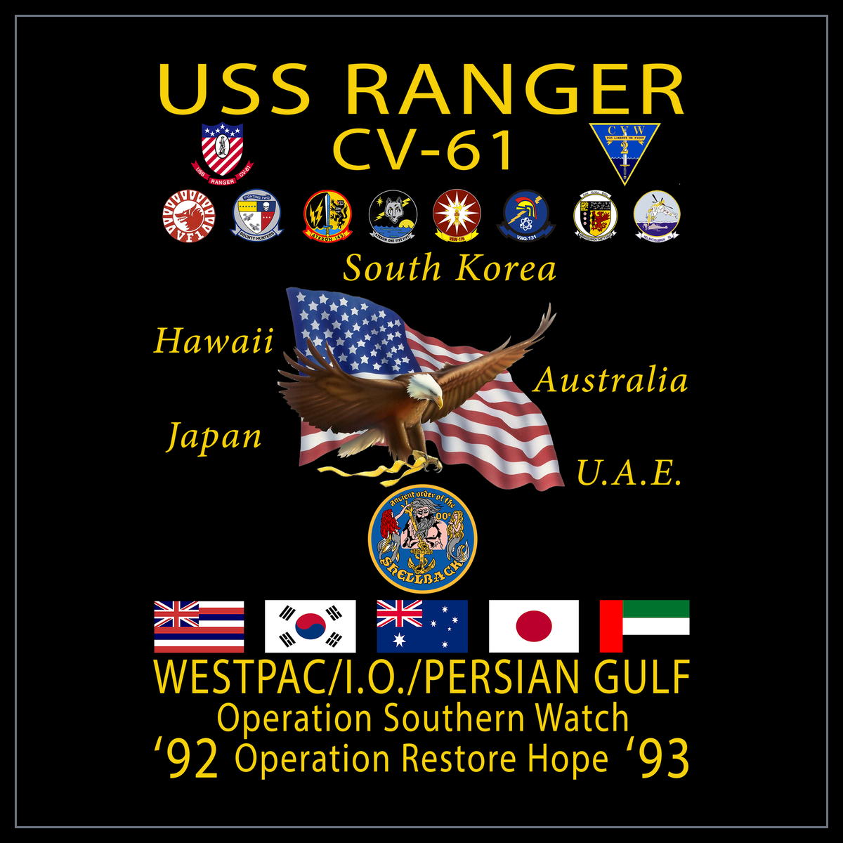 USS Ranger CV-61 1992-93 cruise design