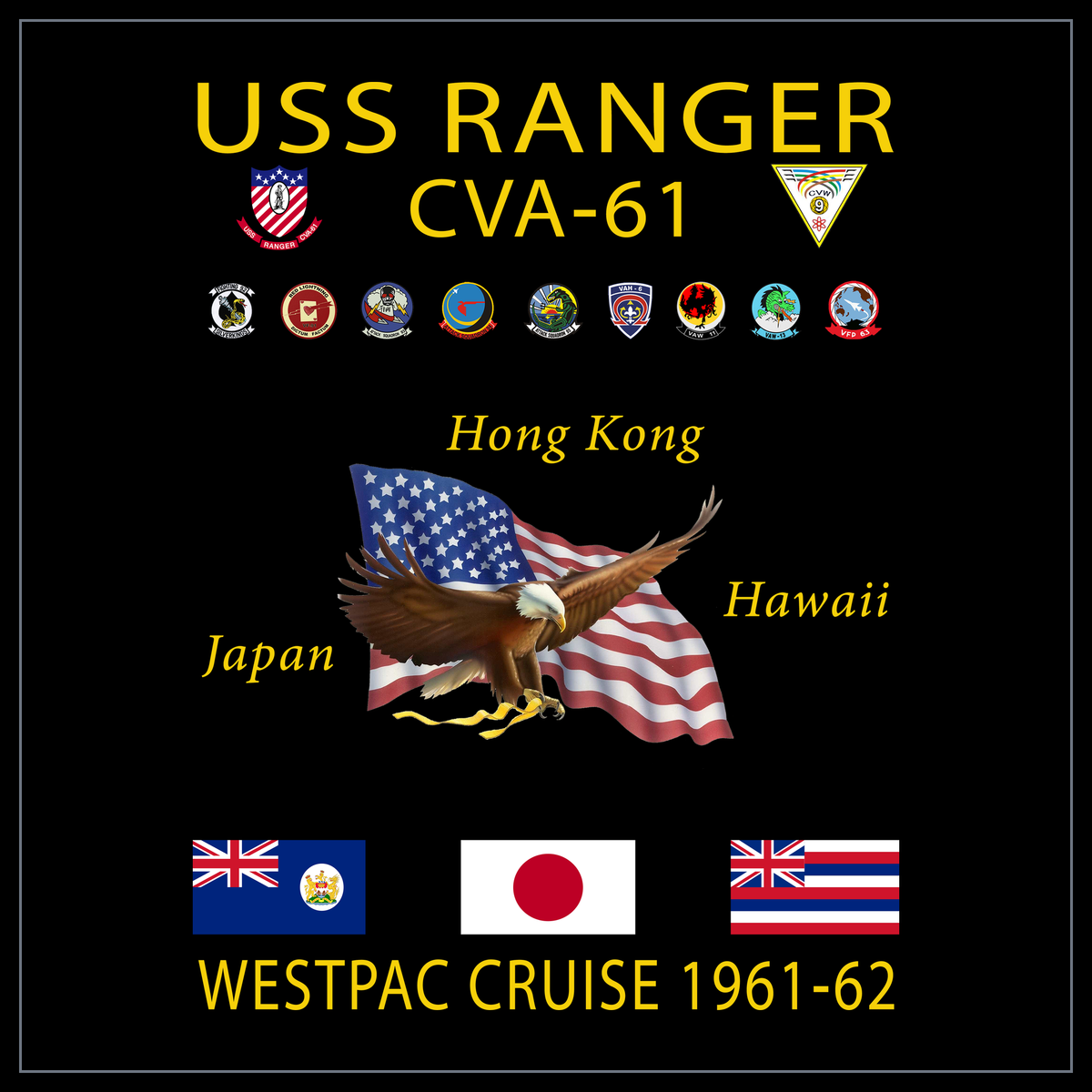 USS Ranger CVA-61 1961-62 cruise design