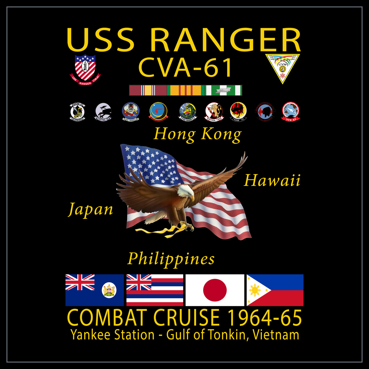 USS Ranger CVA-61 1964-65 cruise design