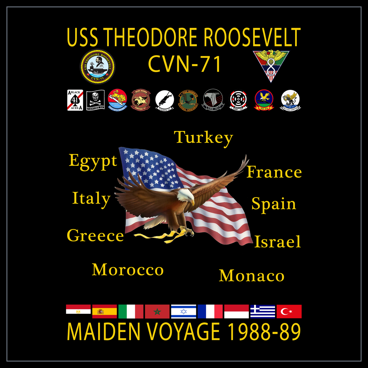 USS Theodore Roosevelt CVN-71 1988-89 cruise design