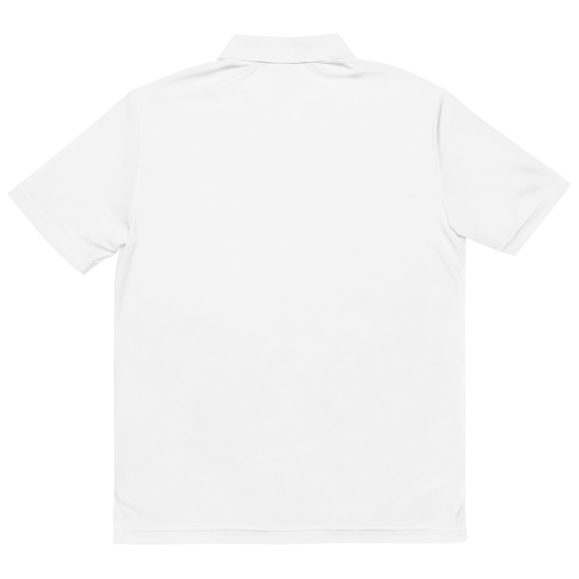 USS Midway (CV-41) Men's Adidas Performance Polo - Embroidered – back view, white