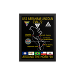 USS Abraham Lincoln (CVN-72) 1990 Around the Horn Framed Cruise Poster – black, 12x16