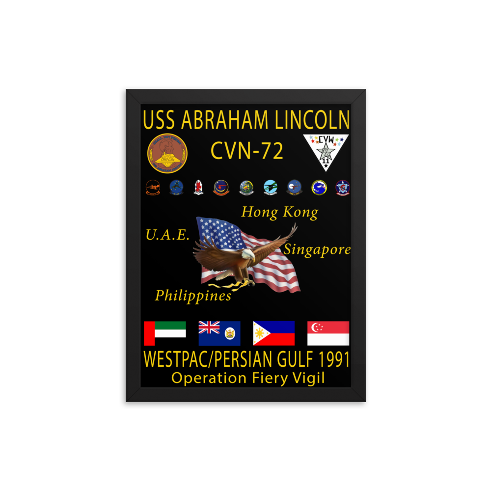USS Abraham Lincoln (CVN-72) 1991 Framed Cruise Poster