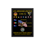 USS Abraham Lincoln (CVN-72) 2000-01 Framed Cruise Poster – black, 12x16