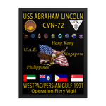 USS Abraham Lincoln (CVN-72) 1991 Framed Cruise Poster – black, 18x24