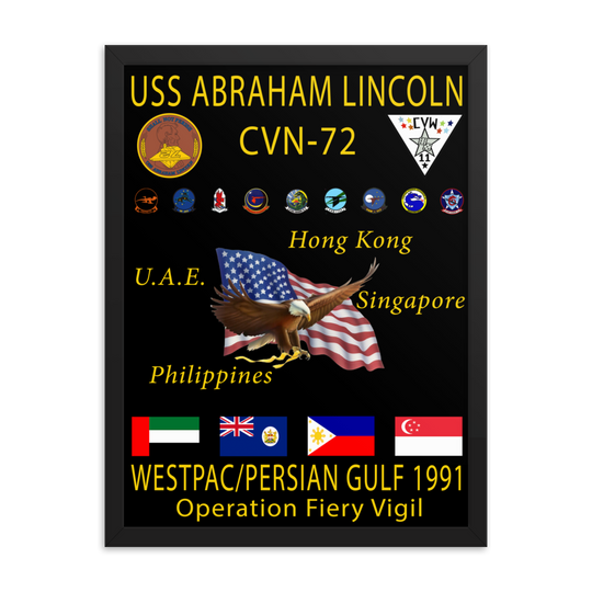 USS Abraham Lincoln (CVN-72) 1991 Framed Cruise Poster