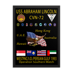 USS Abraham Lincoln (CVN-72) 1993 Framed Cruise Poster – black, 18x24