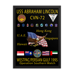 USS Abraham Lincoln (CVN-72) 1995 Framed Cruise Poster – black, 18x24