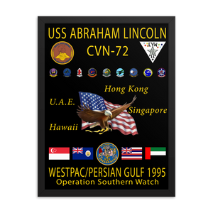 USS Abraham Lincoln (CVN-72) 1995 Framed Cruise Poster