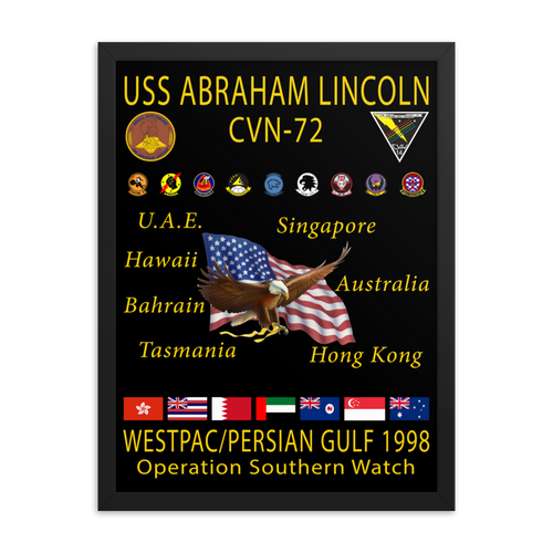 USS Abraham Lincoln (CVN-72) 1998 Framed Cruise Poster