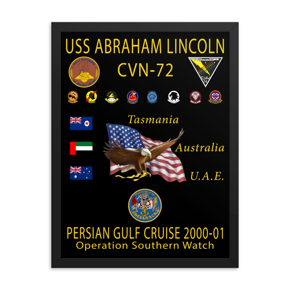 USS Abraham Lincoln (CVN-72) 2000-01 Framed Cruise Poster