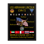 USS Abraham Lincoln (CVN-72) 2011-12 Framed Cruise Poster – black, 18x24