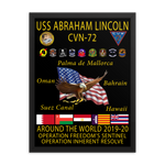 USS Abraham Lincoln (CVN-72) 2019-20 Framed Cruise Poster – black, 18x24