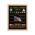 USS John C. Stennis CVN-74 WESTPAC Cruise 2000 Framed Poster – Operation Southern Watch – front view, red, 12x16