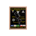 USS Abraham Lincoln (CVN-72) 1990 Around the Horn Framed Cruise Poster – red, 12x16